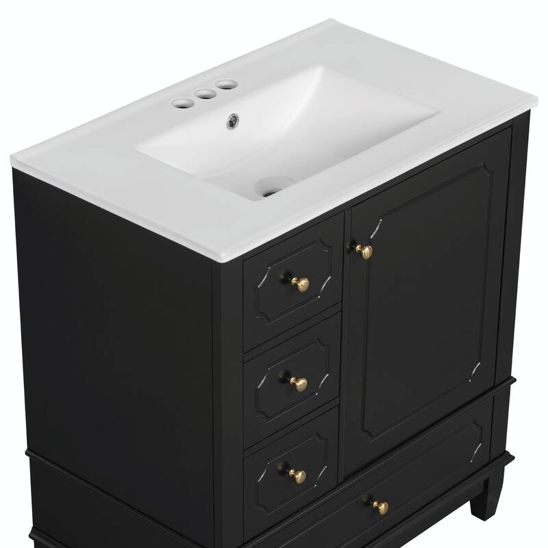 30" Freestanding Bathroom Vanity with Ceramic Sink