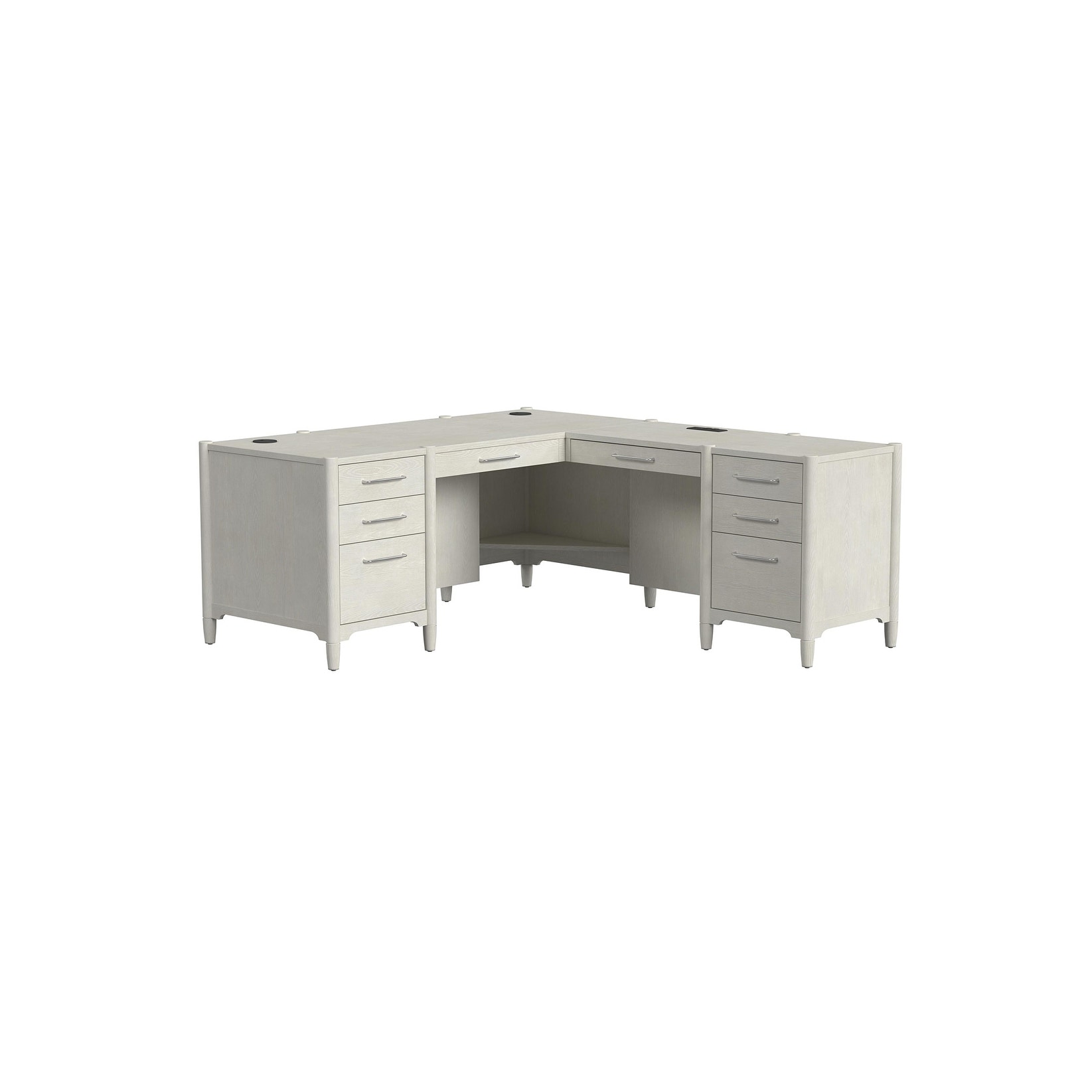 Executive Wood Double Pedestal L-Desk, Corner Table, Office