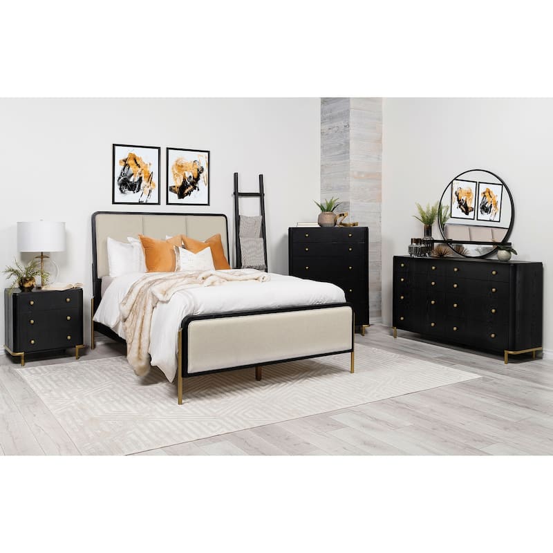 Arini 5-Piece Bedroom Set - Cream/Black - Queen