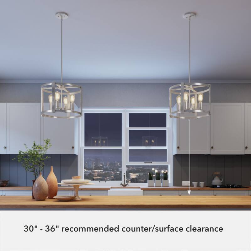 Hunter Astwood 13" 4-Light Chandelier, Caged, Kitchen Island, Dining - Contemporary, Transitional, Modern Farmhouse
