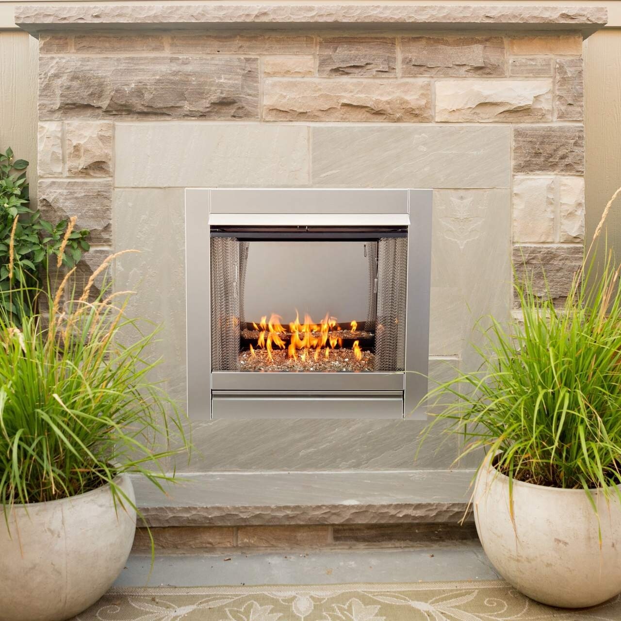 Duluth Forge Vent Free Stainless Outdoor Gas Fireplace Insert With Crystal  Fire Glass Media - 24,000 BTU - Model# DF450SS-G - Bed Bath u0026 Beyond -  32043400