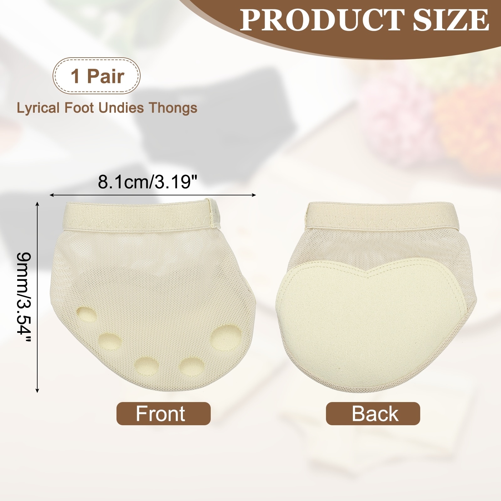 Foot Undies Thongs for Dance, Half Sole Shoes Paws Pads Mesh Stretch Wear Resistance Footwear - Multicolor