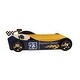 preview thumbnail 8 of 17, Twin Kids Racing Car Floor Bed with LED Night Light, Safety Guardrail, and Sturdy Wood Slat Support