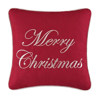 Merry Christmas Embroidered 16 Inch Accent Throw Pillow