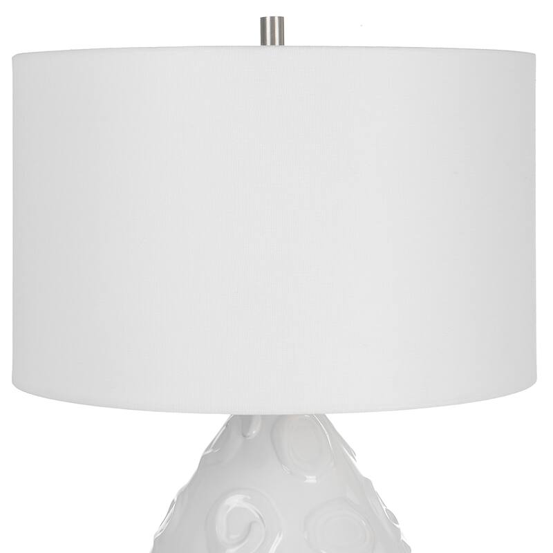 Whimsical Loop Glossy Table Lamp with Drum Shade - 25" - White