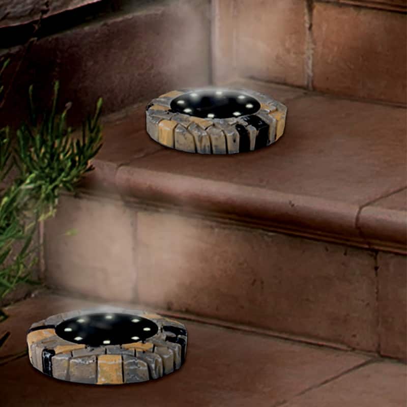 Bell + Howell LED Swivel Solar Powered Disk Lights with Auto On/Off, 8 Pack - Grey