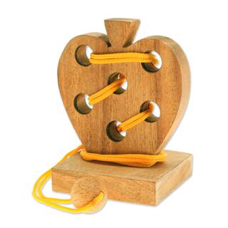 Novica Handmade Apple Embrace Wood Disentanglement Puzzle Game