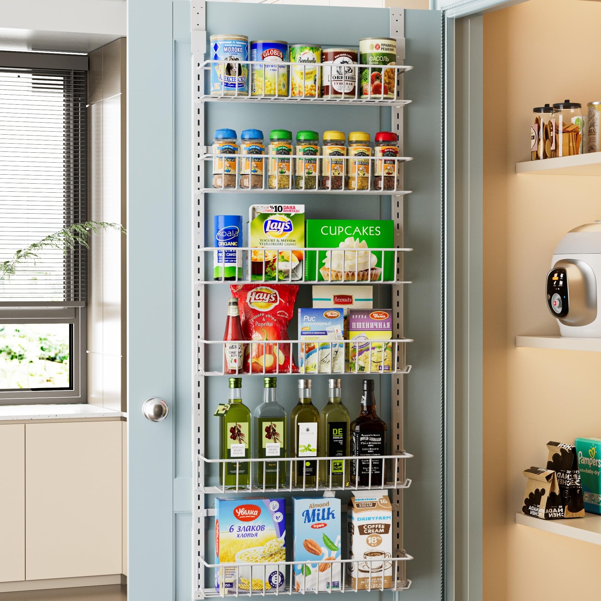 Pantry Door Organizer Adjustable Metal Over the Door Pantry Organizer Rack 6 Tier Over the Door Spice Rack Kitchen Pantry Door Bed Bath Beyond 40519587