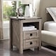 preview thumbnail 15 of 26, Farmhouse Nightstand with Charging Station, End Table, Side Table Light Rustic Oak