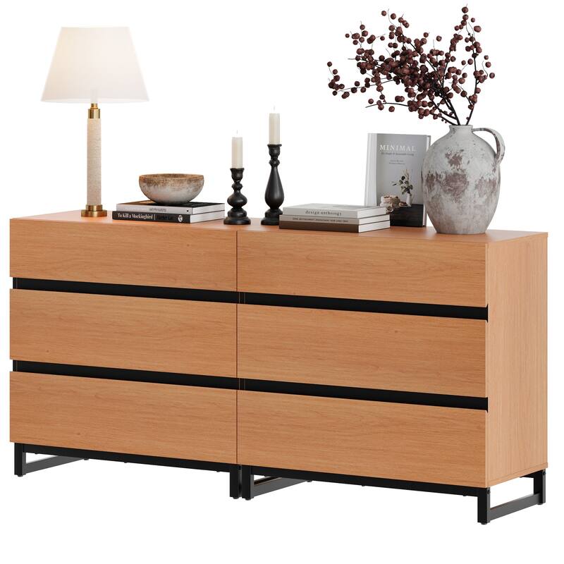 Modern TV Stand, Entertainment Center TV Console Table with Drawers and Metal Base, Media Console for Living Room, Bedroom