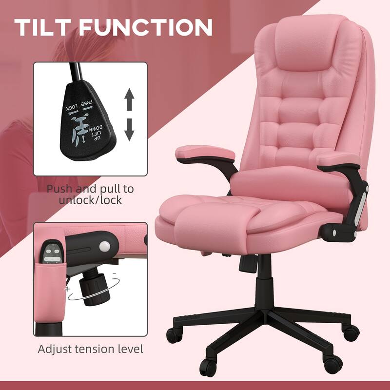 HOMCOM High Back Vibration Massage Office Chair with 6 Vibration Points, Heated Reclining PU Leather Computer Chair