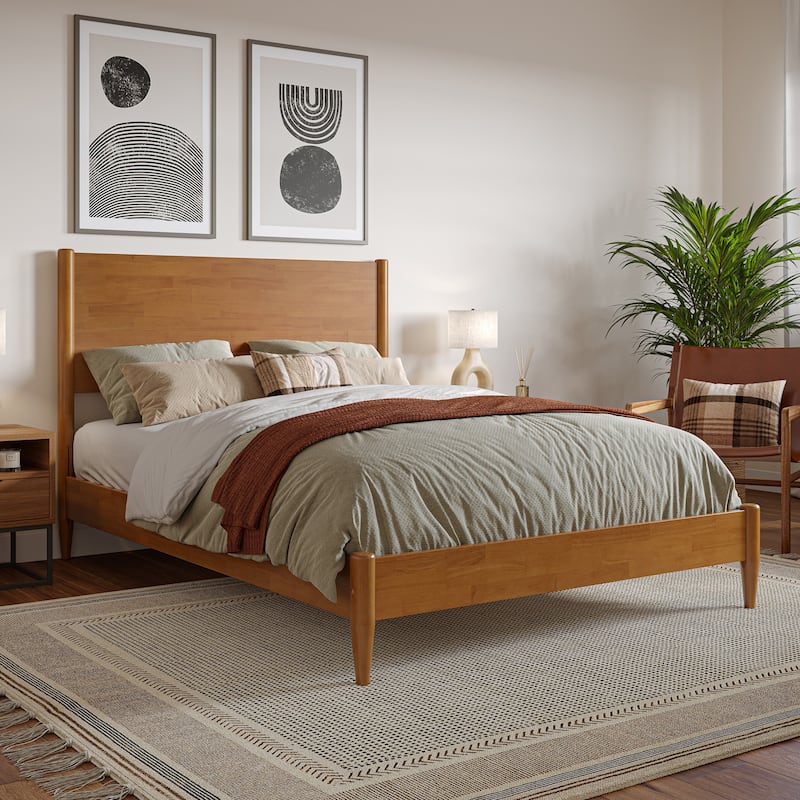 Pasadena Solid Wood Low Profile Platform Bed - Light Toffee - Full