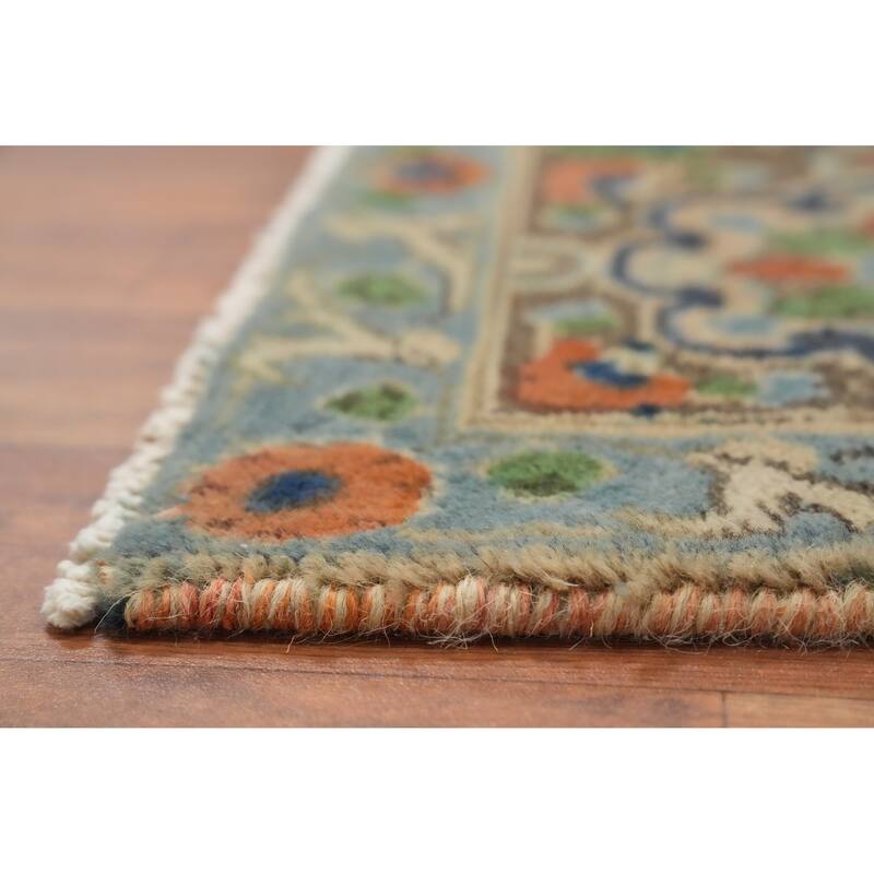 Hand Knotted Oriental 100% Wool Carpet Traditional Floral Greys & Charcoal Tabriz Area Rug - 11' 11'' X 9' 0''