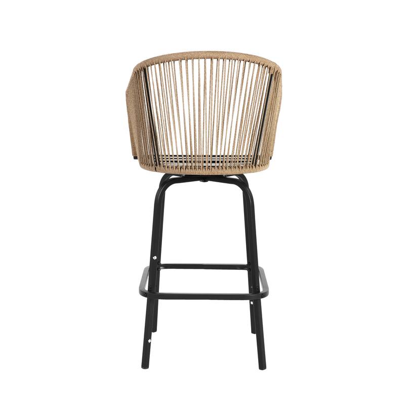 Outdoor Wicker Rattan Barstools with Armrests, Backrest, Set of 2/4