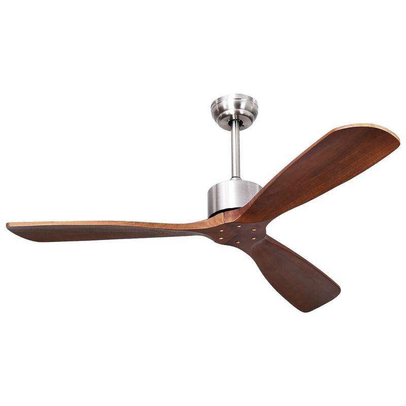 52" Modern Brushed Nickel Finish Ceiling Fan with Remote Control - 26" L x 6+.5" x 52" D