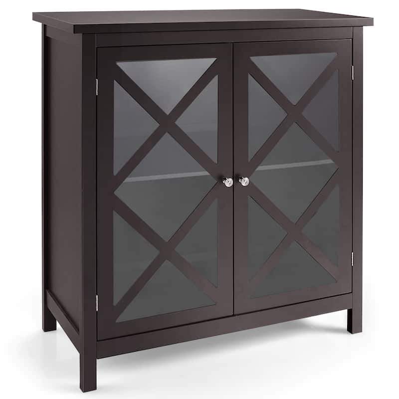 Costway Kitchen Buffet Sideboard Storage Cabinet w/Glass Doors & - See Details