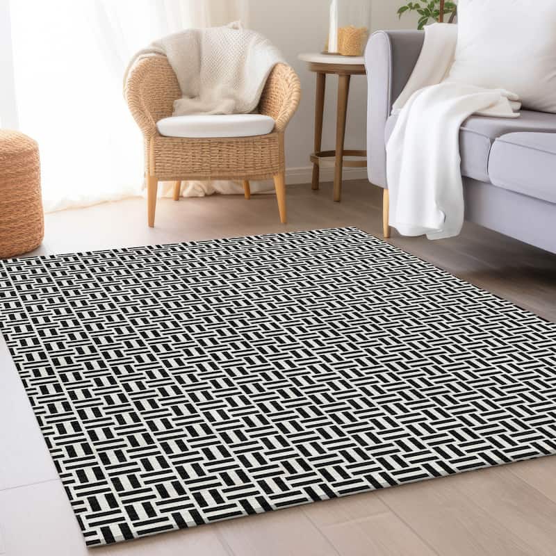 Premium Washable Super Soft Modern Geo Mayfield Rug - Black - 9' x 12'
