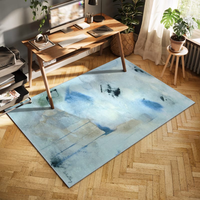 Floating Stars, Hand Washable Abstract Art Area Rug, power-loomed, 100% polyester, 2mm pile, non-slipping back - 5' x 7.5'
