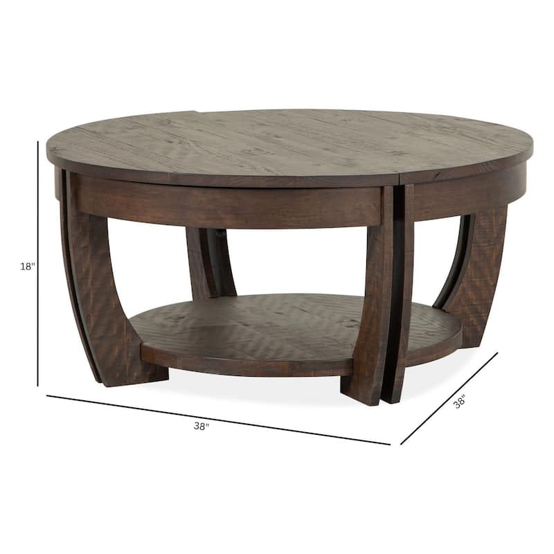 Magnussen Home Lyndale Nutmeg Lift Top Storage Cocktail Table with Casters - 38''W x 38''D x 18''H