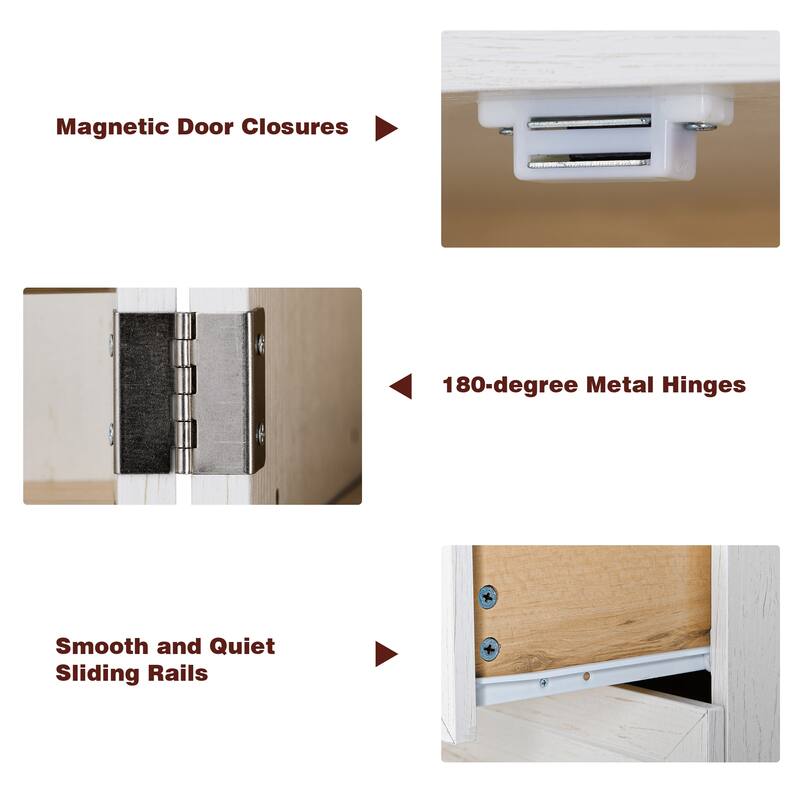 Freestanding Pantry Cabinet, Tall Storage Cupboard with 8 Door Shelves, 3 Adjustable Shelves, 3 Large Drawers, Kitchen Hutch