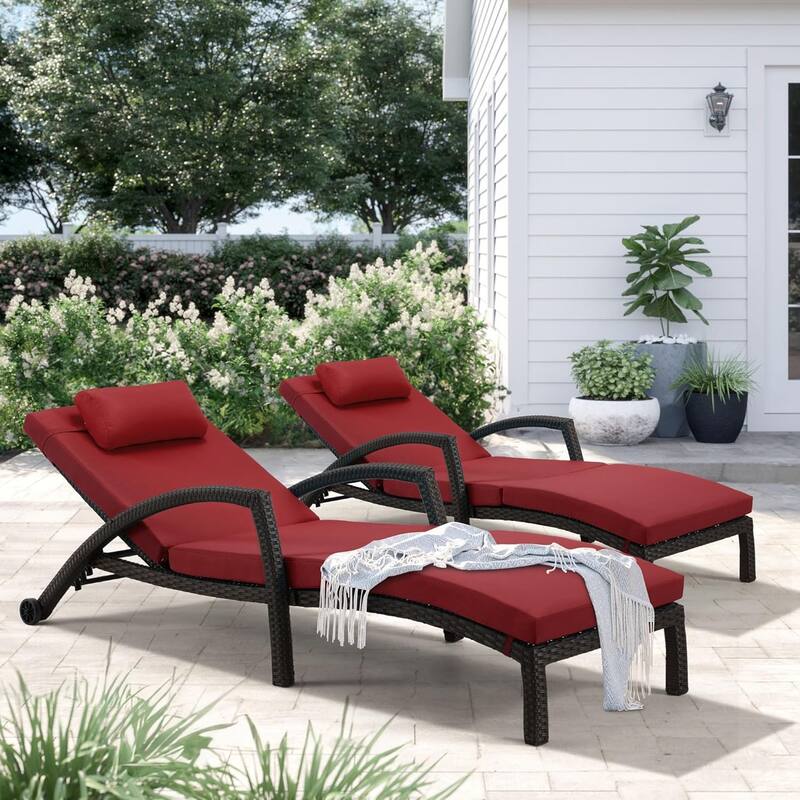 EROMMY Outdoor Patio Lounge Chair, Adjustable Recliner Outdoor Lounge Chairs, Multiple Colors Available