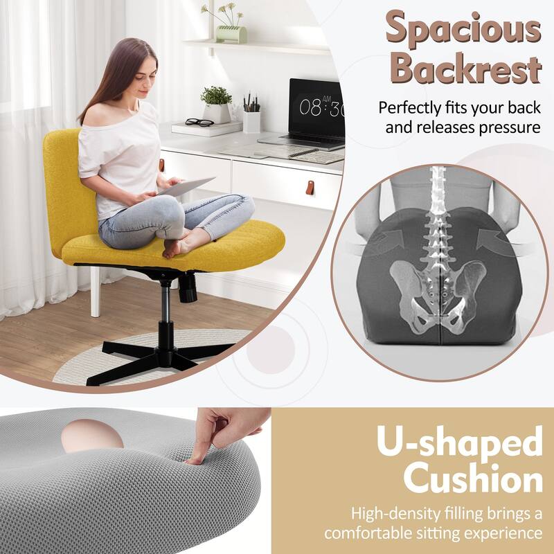 Futzca Office Chair, Armless Wide Chair of Height Adjustable Swivel