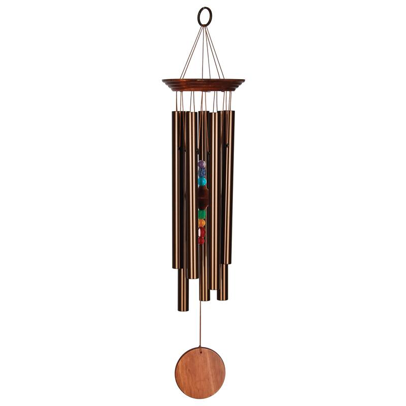 24 in. Woodstock Seven Stones Chakra Wind Chime - Bronze
