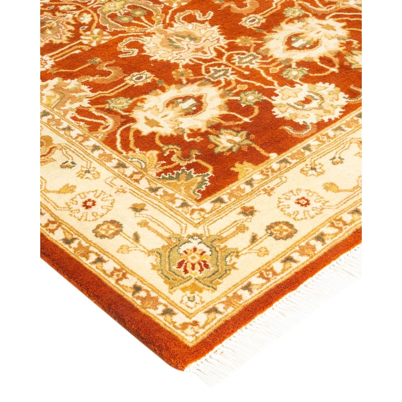 Overton Hand Knotted Wool Traditional Oriental Orange Runner