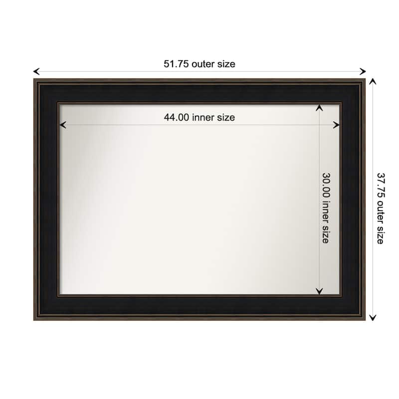 Mezzanine Espresso Framed Non-Beveled Custom Wall Mirror, Bathroom Vanity Mirror - Outer Size: 51.75 x 37.75