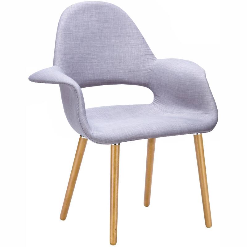 Set of 2 Upholstered Fabric Armchairs with Natural Wooden Legs for Dining Room Office or Accent Chair, Gray