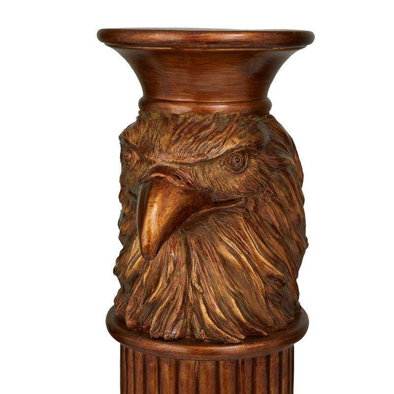 Bronze Polystone Traditional Eagle Pedestal Plant Table Stand 24" - 7 x 9 x 24