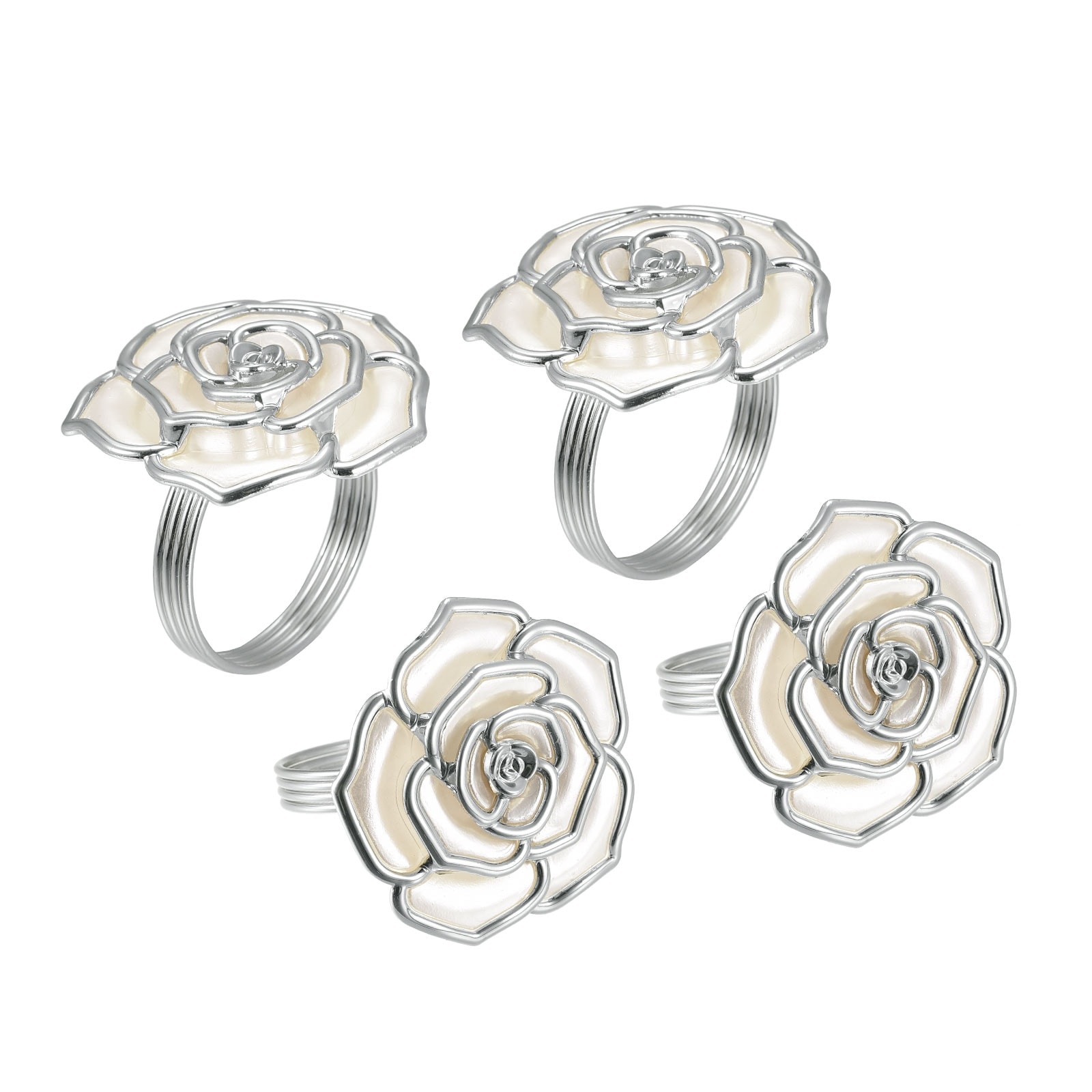 Silver rose ring holder top