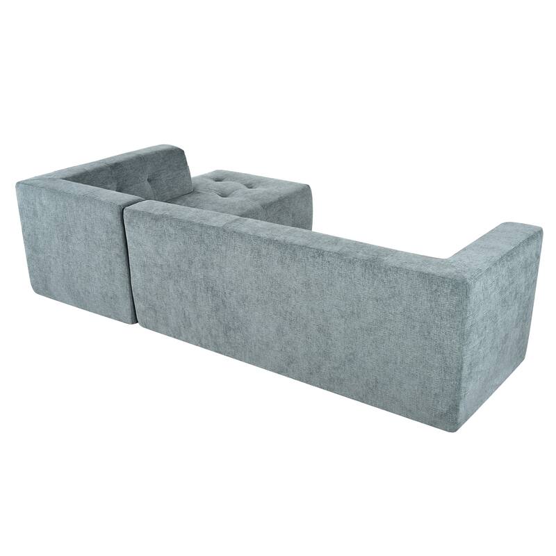 112"x74" Modular Sofa Set, Blue Gray, 2pcs Free Combo, L-Shaped