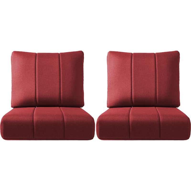 Ivora 24" W x 24" D x 6" T Water & Fade Resistant Outdoor Lounge Chair Replacement Cushion Set - 2 Sets - Red