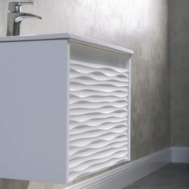 Contemporary White Floating Vanity Set