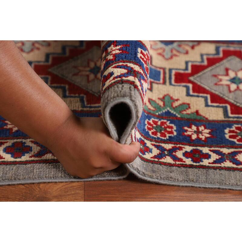 Geometric Kazak Large Area Rug Handmade Wool Carpet - 9'7" x 13'7"