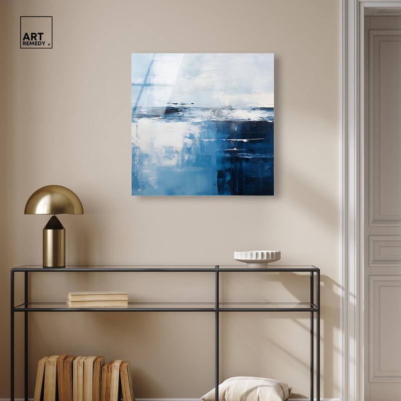 Layers of Blue Acrylic by Art Remedy, Ready to Hang