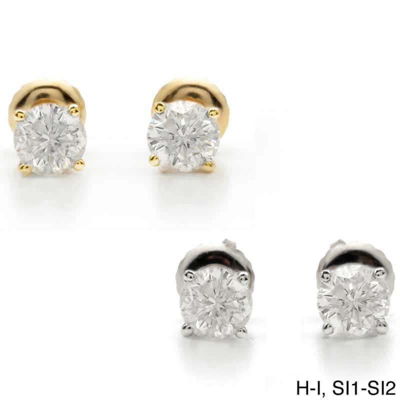 Auriya 18k Gold 1 1/2ctw Round Diamond Stud Earrings Clarity-enhanced (E-F, G-H, H-I or J-K, VS1-VS2, SI1-SI2, I1-I2 or I2-I3) - H-I, SI1-SI2 - White