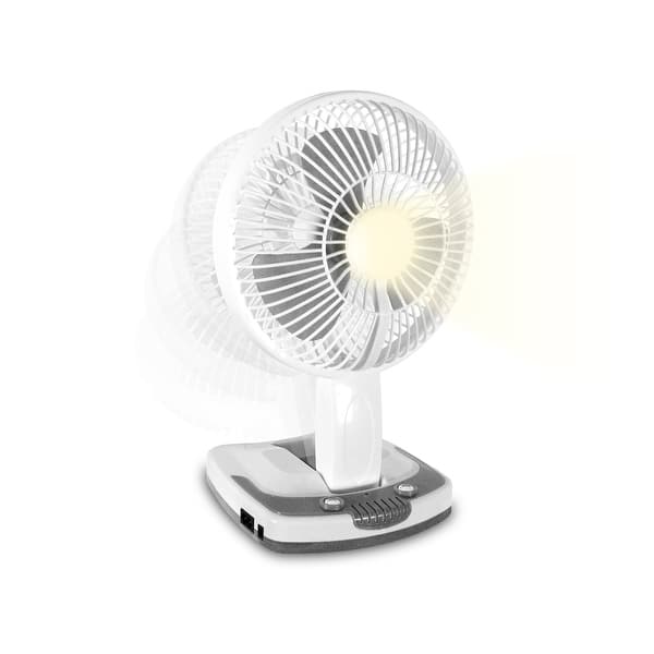 slide 1 of 3, TPro 9" Personal Fan with Wall-Mount Option, LED Lamp, Powerbank