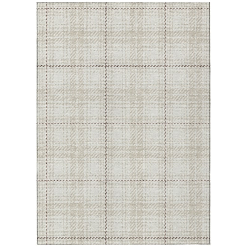 Machine Washable Indoor/ Outdoor Plaid Chantille Rug