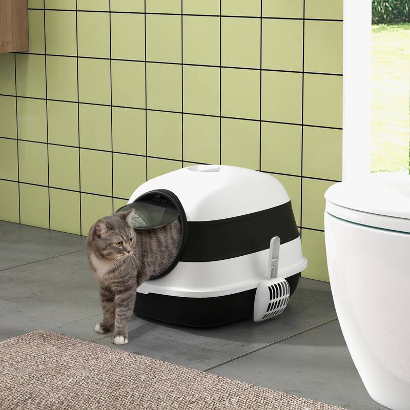 Anmytek Large Covered Cat Litter Box High Sides Two Way Entrance Foldable Easy Clean With Air Freshener
