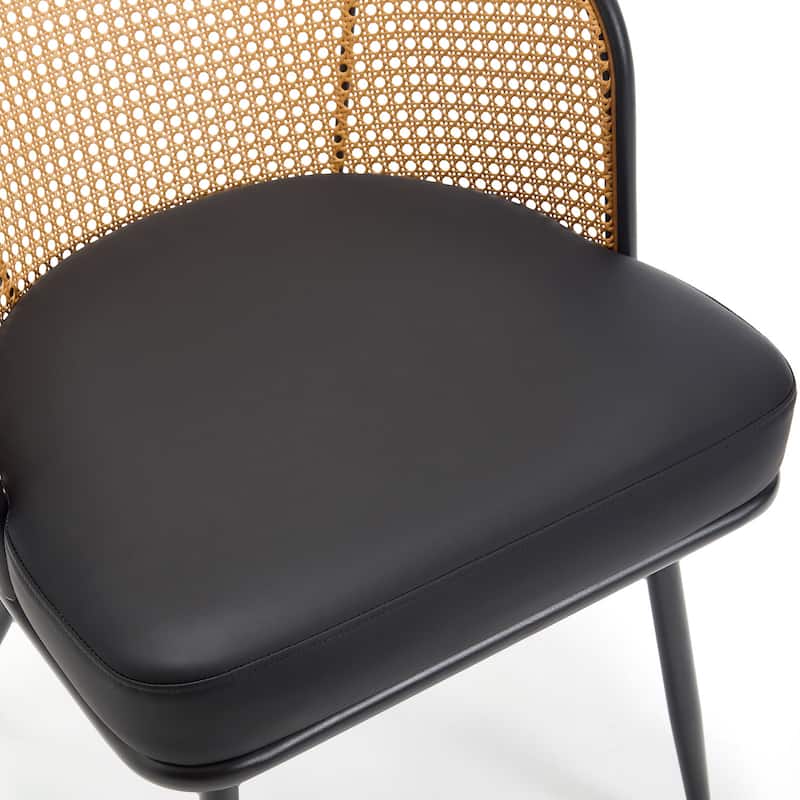 Upholstered Rattan Dining Chairs with Metal Legs Set of 2/4 - 29.92"H x 20.5"W x 23.03"D