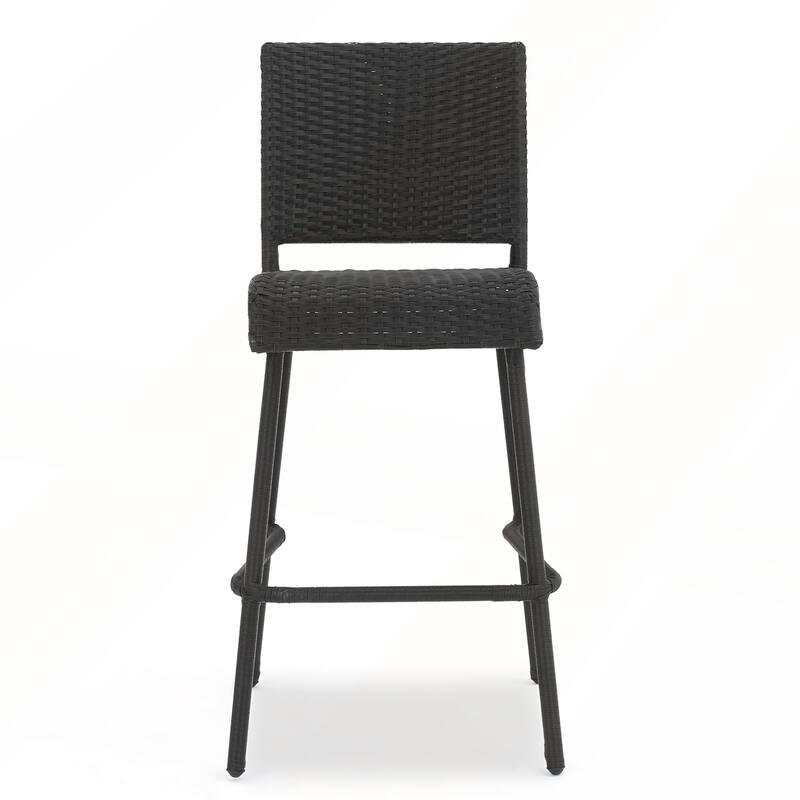 29IN Outdoors PE Rattan Armless Barstools Set of 2