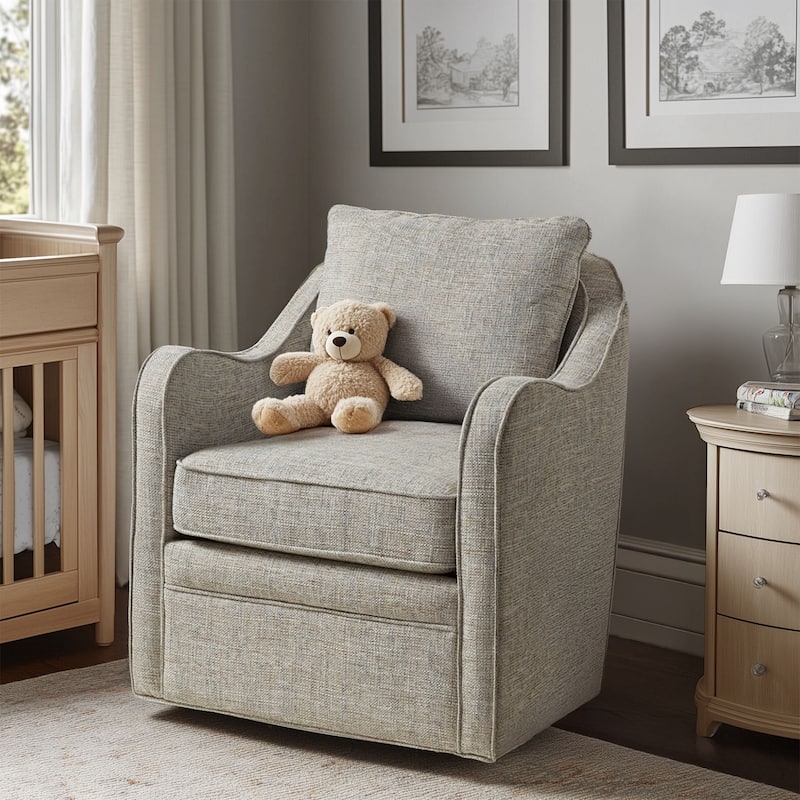 Madison Park Betty Upholstered Swivel Curved Armchair - Grey Multi