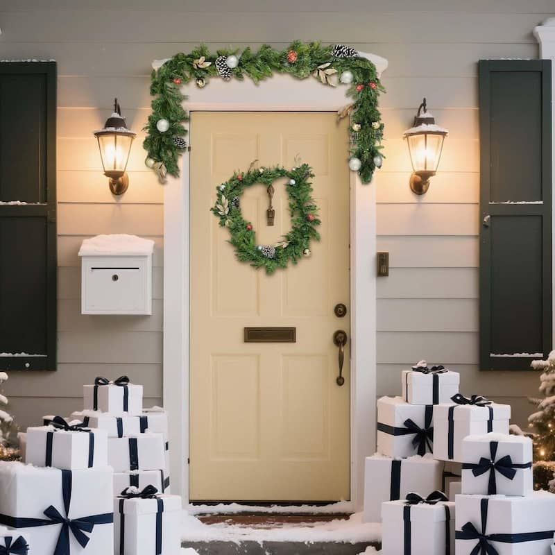 1 Pcs 9FT Christmas Norfolk Pine Garland, Greenery Garlands for Decor - N/A