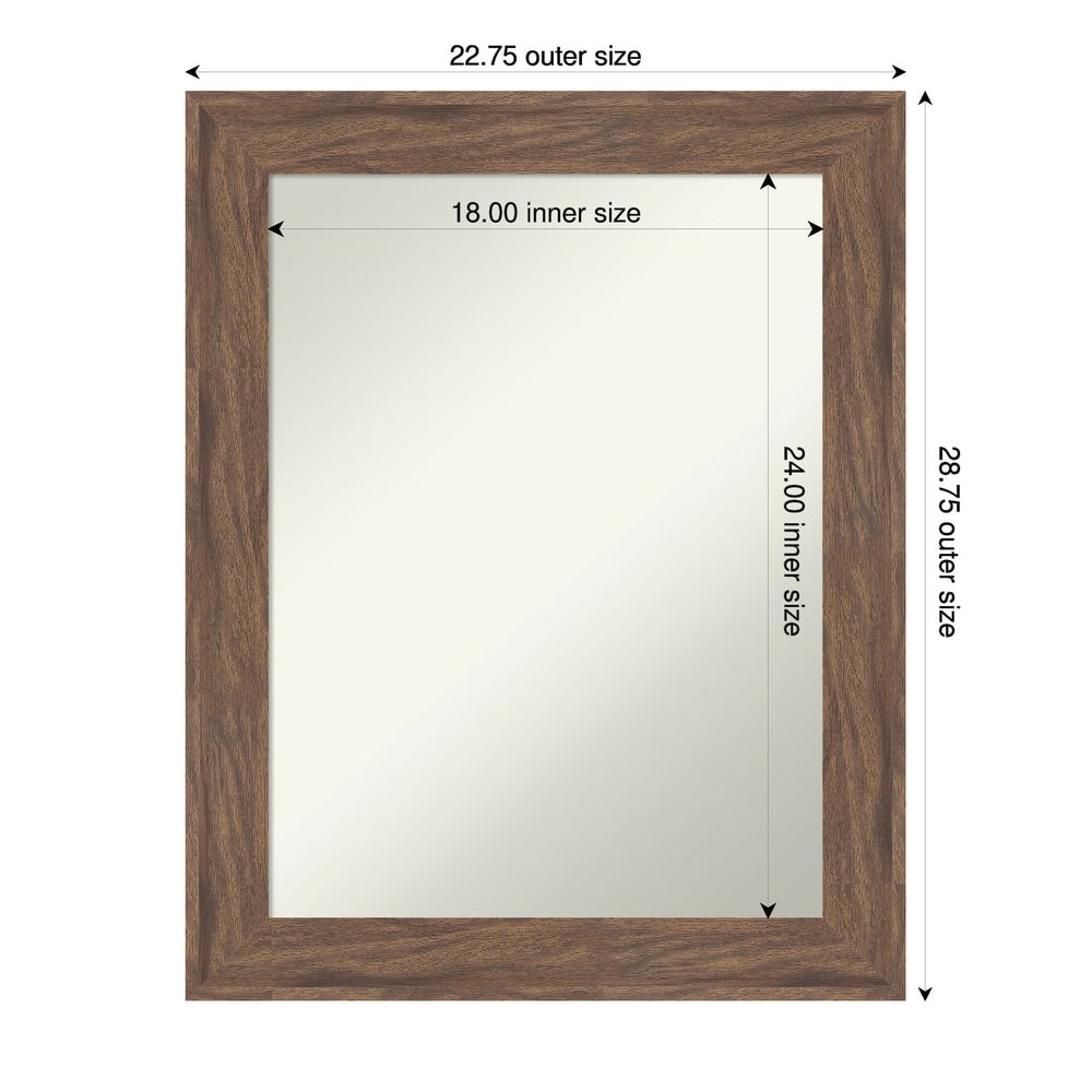 Pia Medium Brown Non-Beveled Framed Wall Mirror - Pia Medium Brown