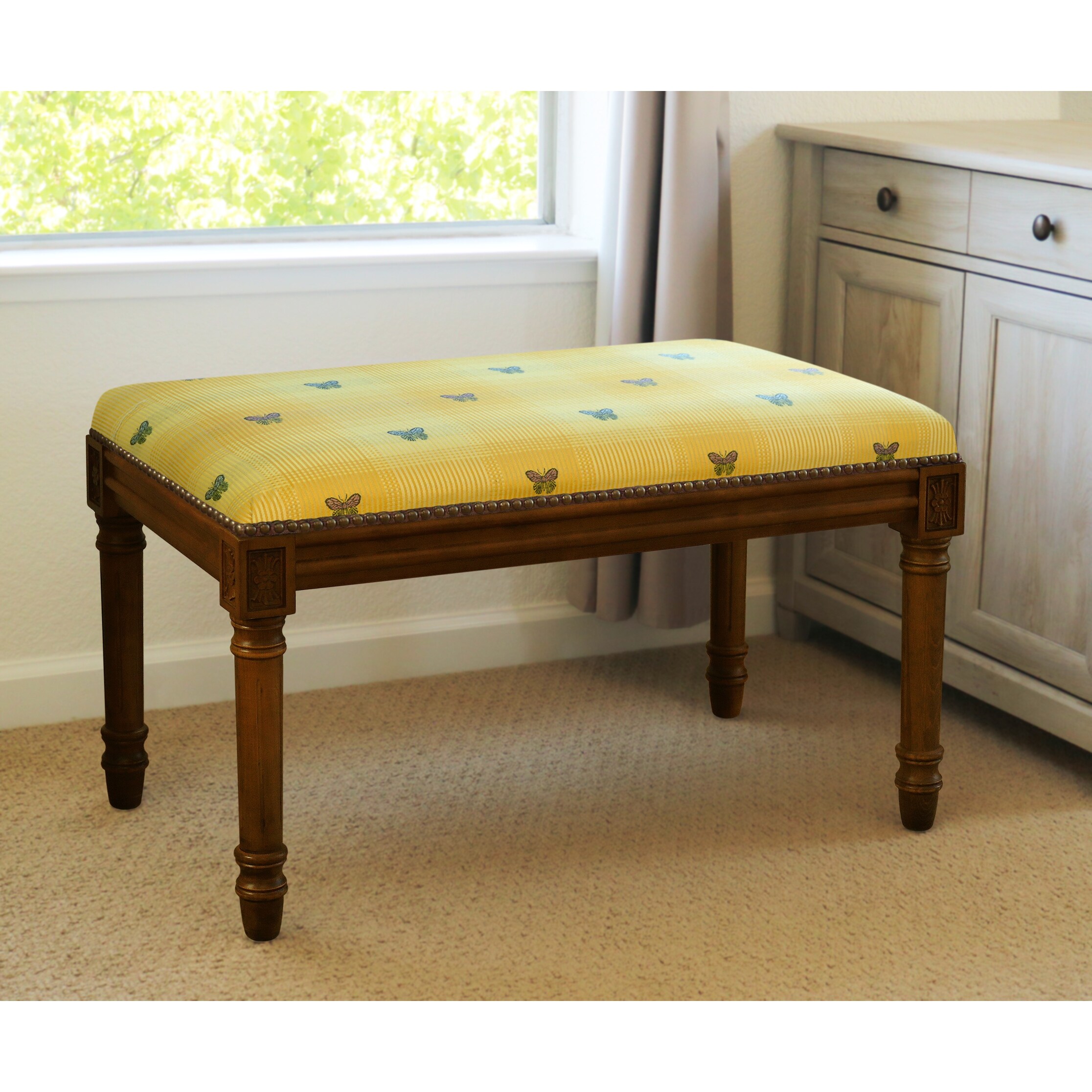 Yellow butterfly bench cheap