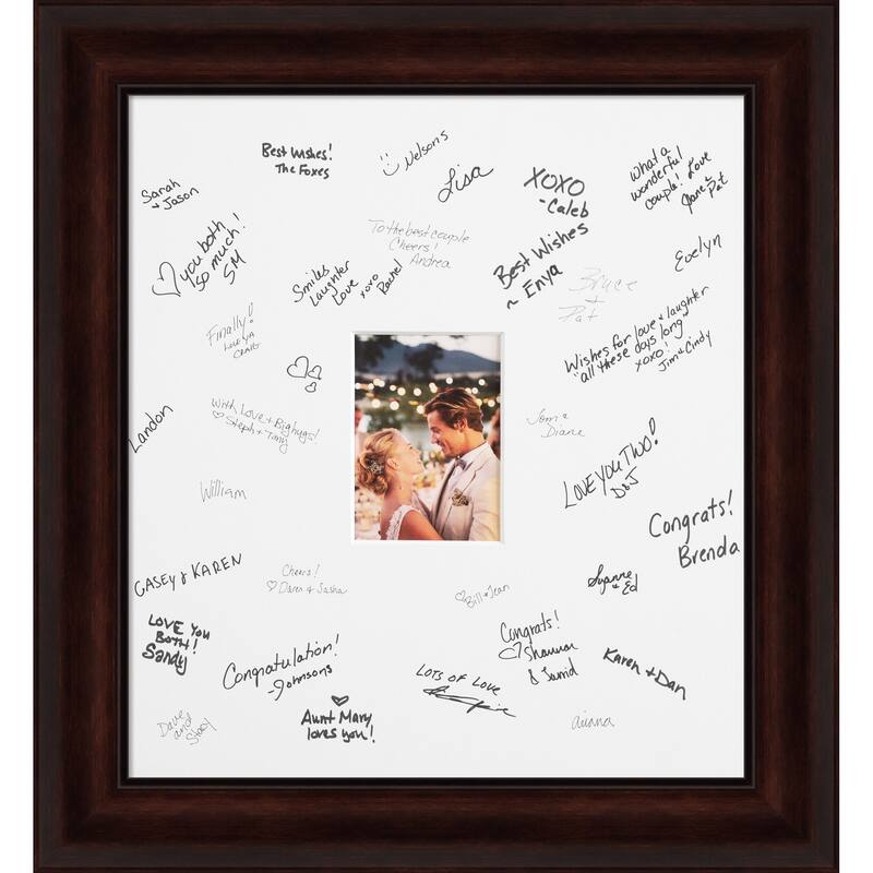 Coffee Signature Mat Picture Frame - Autograph Photo Frame Guest Book Alternative for Weddings, Graduations, or Retirement