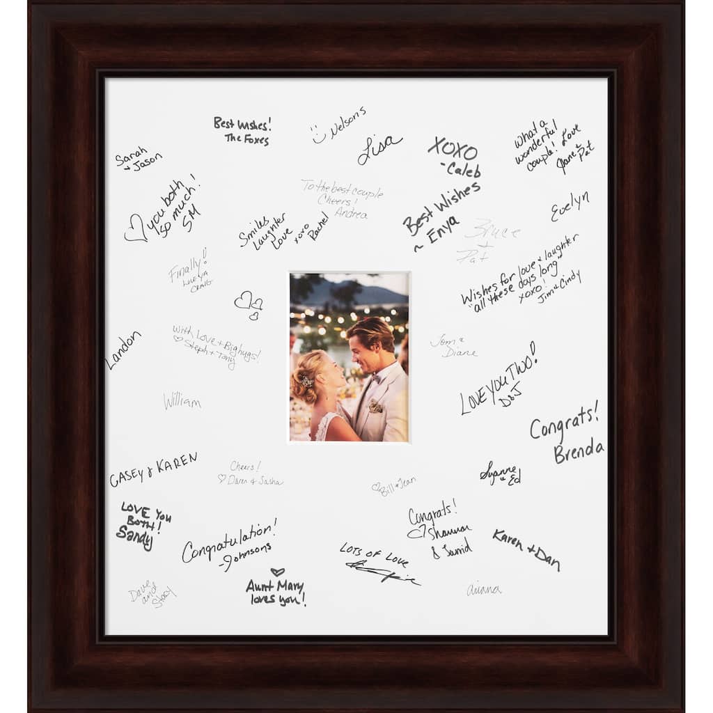 Coffee Signature Mat Picture Frame - Autograph Photo Frame Guest Book Alternative for Weddings, Graduations, or Retirement