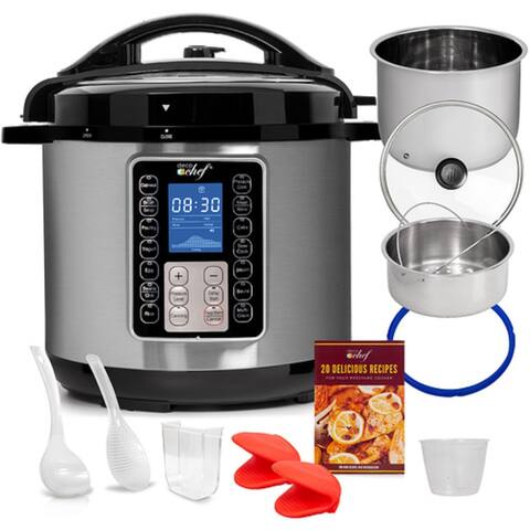 10-in-1 Pressure Cooker 8QT Plus Mitts, Grill Rack, and Steam Basket